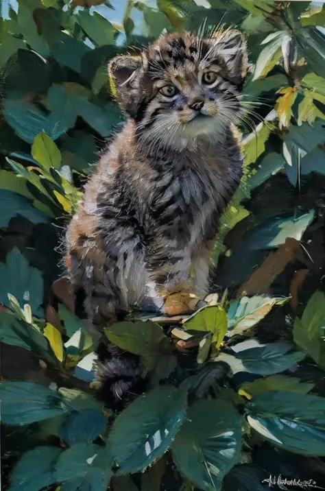 tusun cub,coffeeshop, impressionist <lora:impress:1> <lora:TUSUN:1>