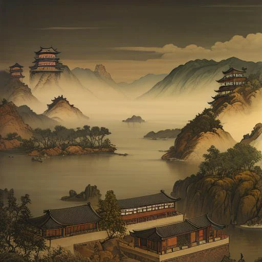 best quality, symmetry,realistic, real life,photography, masterpiece, best quality, Chinese ink painting <lora:Chinese ink painting-000008:0.5>, scenery,