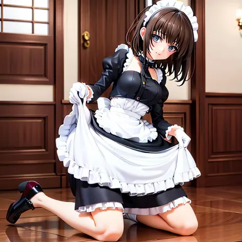 (masterpiece), 1girl,  maid, charming, luring, look at camera, mansion, living room, sober, rurikawa tsubaki,  kneeling, begging <lora:rurikawa:0.8>