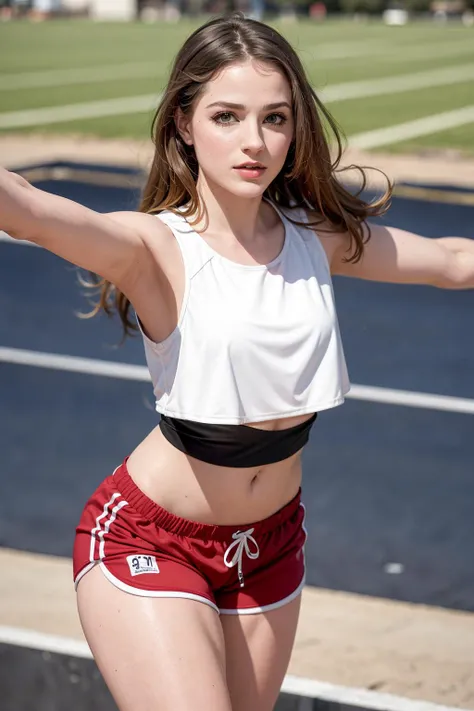 1girl,solo, parted lips,
( crop top),(sports shorts,thighs),
city,outdoors, outstretched arms, looking at viewer, realistic, long hair
<lora:EvanRachelWood23Apr:0.55>