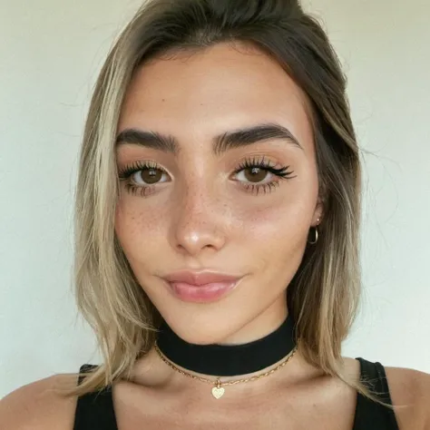 Film grain, skin texture, Instagram selfie of a woman wearing a choker,natural,f/1.8, slight smile, <lora:andbotez_xl_1_standard_merger_40_65_83_04_02_04:1>