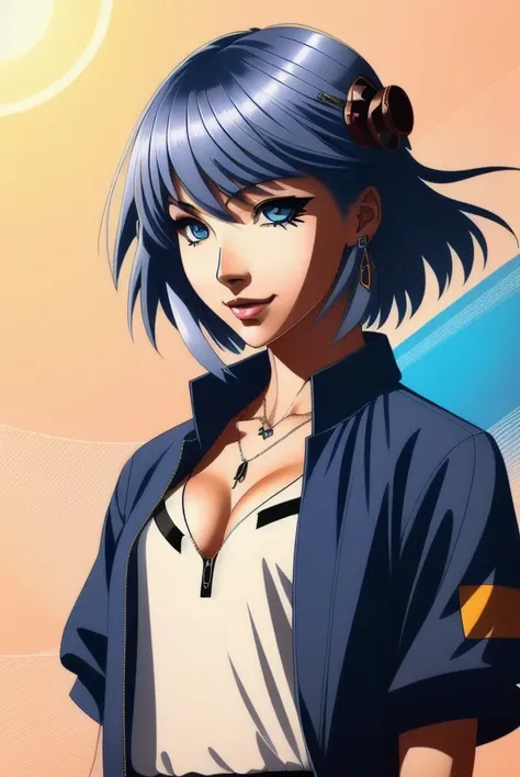 masterpiece portrait of smiling Rei Ayanami \(evangelion\), evangelion \(Hideaki\), caustics, high resolution illustration, red eyes, feminine, no pupils, blue hair, short hair, japanese school uniform, loafers, swpunk, synthwave, paint splatters, shaded flat illustration, digital art, trending on artstation, highly detailed, fine detail, intricate, splatter, outrun, vaporware, neon colors