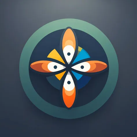 (masterpiece, best quality:1.1), (round logo:1.05), no humans, abstract shapes, vivid color, geometric, sharp, angular, gradient background, simple background