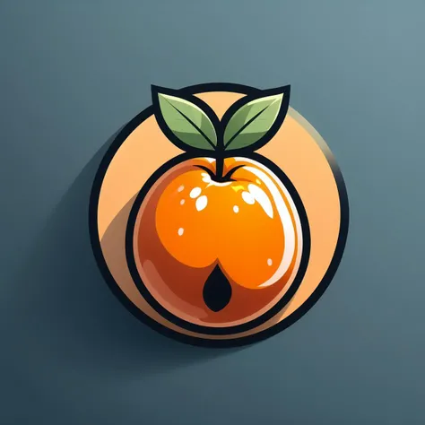 (masterpiece, best quality:1.1), (round logo:1.05), no humans, a juicy orange nectarine, tangy, sweet, fruit, orchard, gradient background, simple background