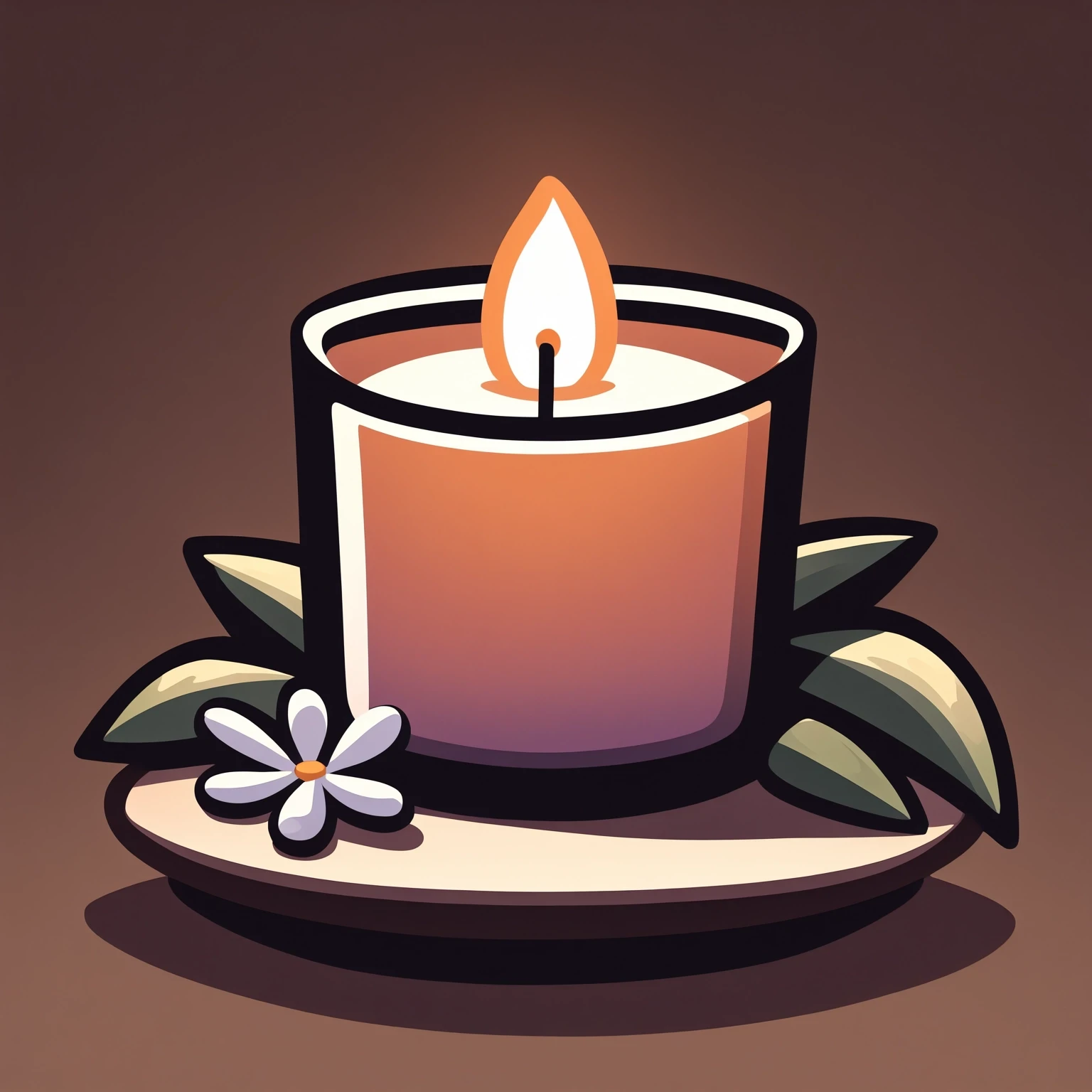 round logo, a scented candle, aromatherapy, relaxation, calming, soothing, fragrant, home decor, self-care, white border with brown background, masterpiece, best quality, very aesthetic, absurdres <lora:RoundLogo_XL_E10R16:1>