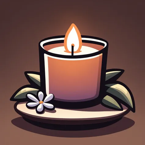 round logo, a scented candle, aromatherapy, relaxation, calming, soothing, fragrant, home decor, self-care, white border with brown background, masterpiece, best quality, very aesthetic, absurdres <lora:RoundLogo_XL_E10R16:1>