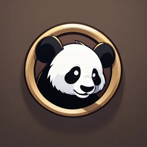 round logo, no humans, solo, (panda:1.05), fur, portrait, gold border with brown background, masterpiece, best quality, very aesthetic, absurdres <lora:RoundLogo_XL_E10R16:1>
