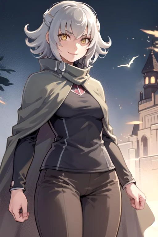 <lora:TLS_Robin-10:0.8>
1girl, tlsrobin_alter, solo, grey cloak, grey hair, orange eyes, smile, detailed eyes, medium breasts, (hand-drawn), eldritch castle background,