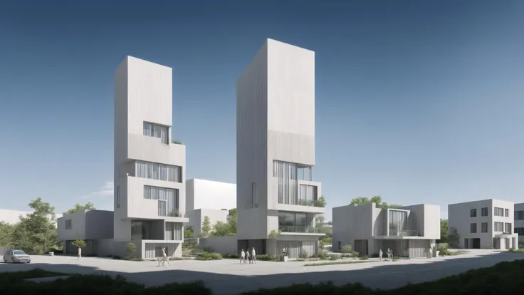 a modern residence,Minimalist design,
Open space,
Large windows,
Sustainability,
Smart home technology,
Natural elements,
Multi-functional spaces,