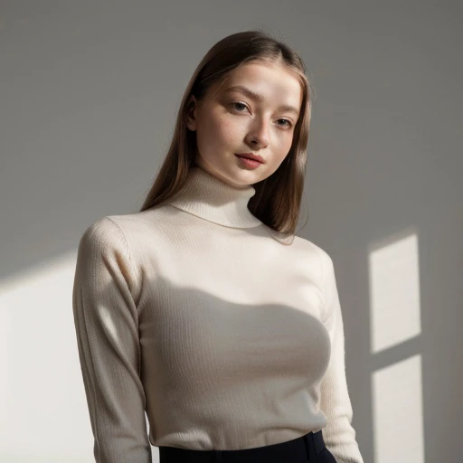 <lora:ameliakorczak_sd15_512_128_64_v1:1>ameliakorczak 1girl solo looking at viewer wearing a turtleneck sweater epiCRealism