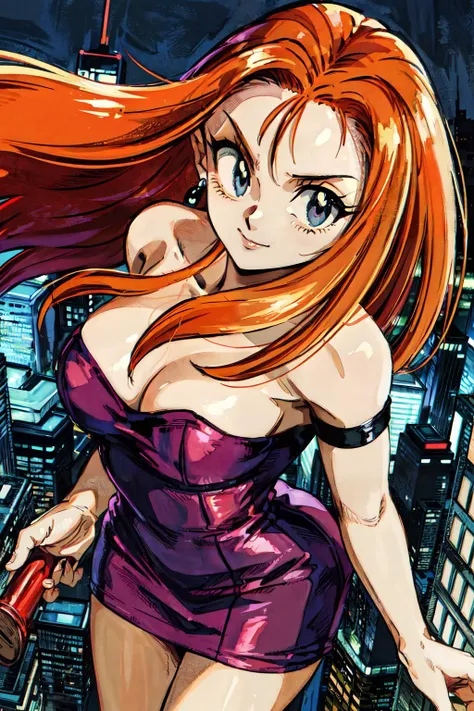((masterpiece, best quality;1.3)), ultra detailed, detailed background, smile,orange hair,
detalied eyes, ultra detailed eyes, large breast, from above, purple bodycon dress, kicking, long hair, tube_dress, strapless_dress,
oung hand, <lora:MiKmv1-1500bND16:0.95>, mikm, night, city, shinjuku, <lora:add_detail:1>