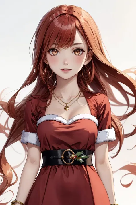 1girl, solo, front-tie_top, standing, floating hair, dutch angle, white background, looking away, looking at viewer, nilou from Genshin Impact, ((red hair)), long hair, ((brown eyes)), smile, full body, looking at viewer, small breasts, light smile, {highres}, {{depth of field}}, extremely detailed girl, sharp focus, beautiful detailed eyes, outdoors, shiny hair, {{{{beautiful detailed necklaces, earrings, rings, bracelets, hair accessories}}}}, {{{{intricate details}}}}, angelic beauty, {{{{{{{chromatic aberration}}}}}}}, {{{{an extremely delicate and beautiful}}}}, {{{{extremely_beautiful_detailed_anime_face_and_eyes}}}}, {{{{{{dynamic angle, cinematic camera, dynamic pose}}}}}}, nice body, perfect eyes, {{expressionless}}, {{{{backlighting}}}}, {{motion blur}}, happy, low angle, ((christmas clothes)) (santa claus dress), ((singing))
<lora:detailed_eye_V2:0.8>
<lora:Furtastic_Detailer:1>