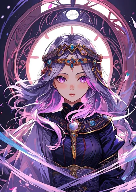masterpiece, ultra detailed, high quality, 1girl, purple hair, long hair, koseki bijou, circlet, purple eyes, gray hair
<lora:Furtastic_Detailer:0.9> <lora:wrenchsfantasy:0.7> wrenchsfantasy, fantasy, glowing