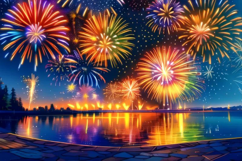 <lora:hanabi_V1SD1:0.8> best quality, (masterpiece:1.4), (high quality:1.4), sharp focus, <lora:hyperdenoiser_v090:0.5>, <lora:hyperrefiner_v090:0.5>, 4k, <lora:sd15_lora_beta:0.4>, absurd resolution, ah1, anime, (((night, multicolored fireworks, scenery))),  <lora:add_detail:1>, (no humans:1.8), opalescent sparks, <lora:ChaosEngine-v1:0.8> CHSNGN,  <lora:TQLumiArt:0.6> <lora:Beautiful outdoor:1>