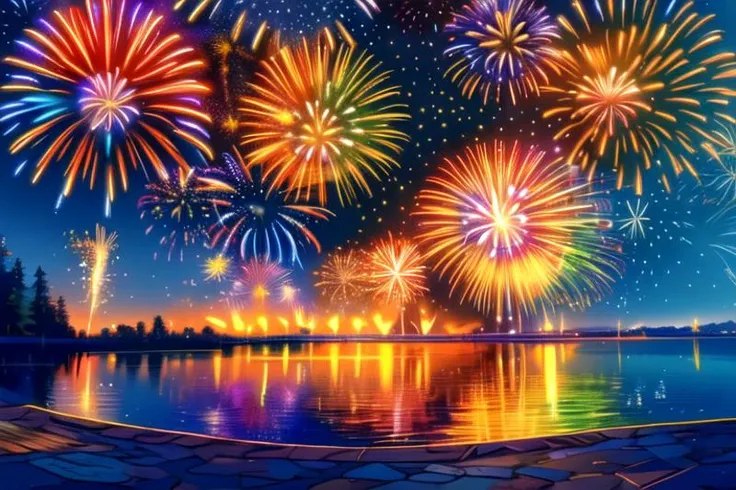 <lora:hanabi_V1SD1:0.8> best quality, (masterpiece:1.4), (high quality:1.4), sharp focus, <lora:hyperdenoiser_v090:0.5>, <lora:hyperrefiner_v090:0.5>, 4k, <lora:sd15_lora_beta:0.4>, absurd resolution, ah1, anime, (((night, multicolored fireworks, scenery))), <lora:add_detail:1>, (no humans:1.8), opalescent sparks, <lora:ChaosEngine-v1:0.8> CHSNGN, <lora:TQLumiArt:0.6> <lora:Beautiful outdoor:1>