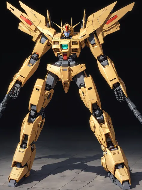 a robot with a construction that is an ode to modern robotics, create a photo in (Ultra-HD-details, discreet, emphasized-details)
(black and golden mecha), gundam, intricate details, metal body with symmetrical structure and furturistic mechanical aspects
\\ Made with ONE FOR ALL checkpoint by Chaos Experience @ https://civitai.com/user/ChaosExperience/ \\