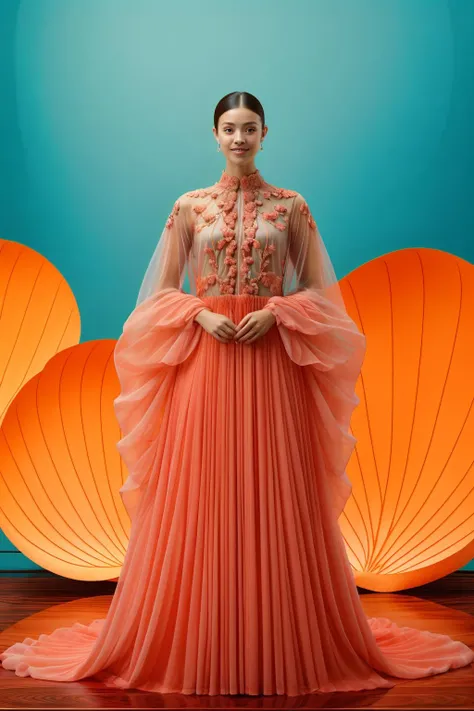 masterpiece,best quality,whole body,lotus,<lora:hehua5:0.7>,girl,smile,detailed face,dynamic floating hair,gradient,translucent costumes,morandi color,rich color,