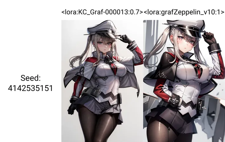 masterpiece, best quality, highres, <lora:KC_Graf-000013:0.7>, ,graf zeppelin, graf zeppelin \(kancolle\), grey eyes, large breasts,pantyhose, gloves, hat, skirt, capelet, black gloves, black pantyhose, sidelocks, peaked cap, uniform, breasts, hair between eyes, pleated skirt, black skirt, cross, military, necktie, miniskirt, military uniform, large breasts, iron cross, jacket, white capelet, long sleeves, white headwear, military hat, white jacket,grey eyes,