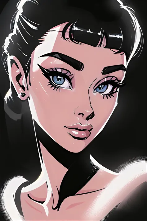 comic style illustration of audrey hepburn