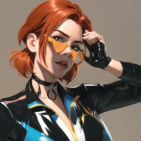 a photo of j3ssic4c4nn0n, adjusting her sunglasses, dynamic pose, <lora:jessicacannon_v3:1> illustration