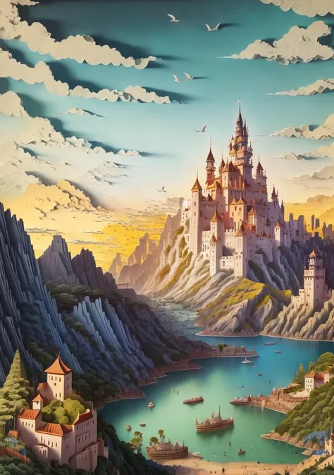 castle, landscape, <lora:剪纸:1>,  advntr