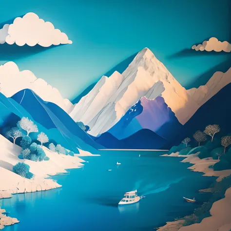 blue,<lora:剪纸:1>