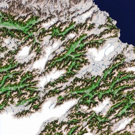MapSatimageEU, cost, town, lake, hills, snow