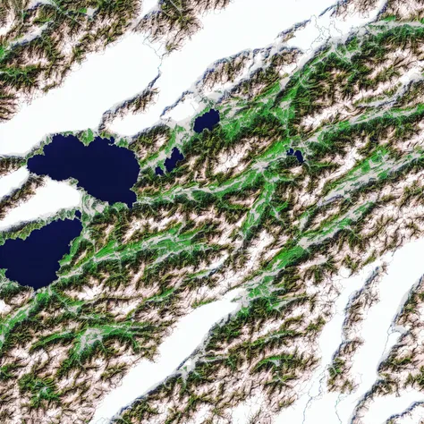 MapSatimageEU, cost, town, lake, hills, snow