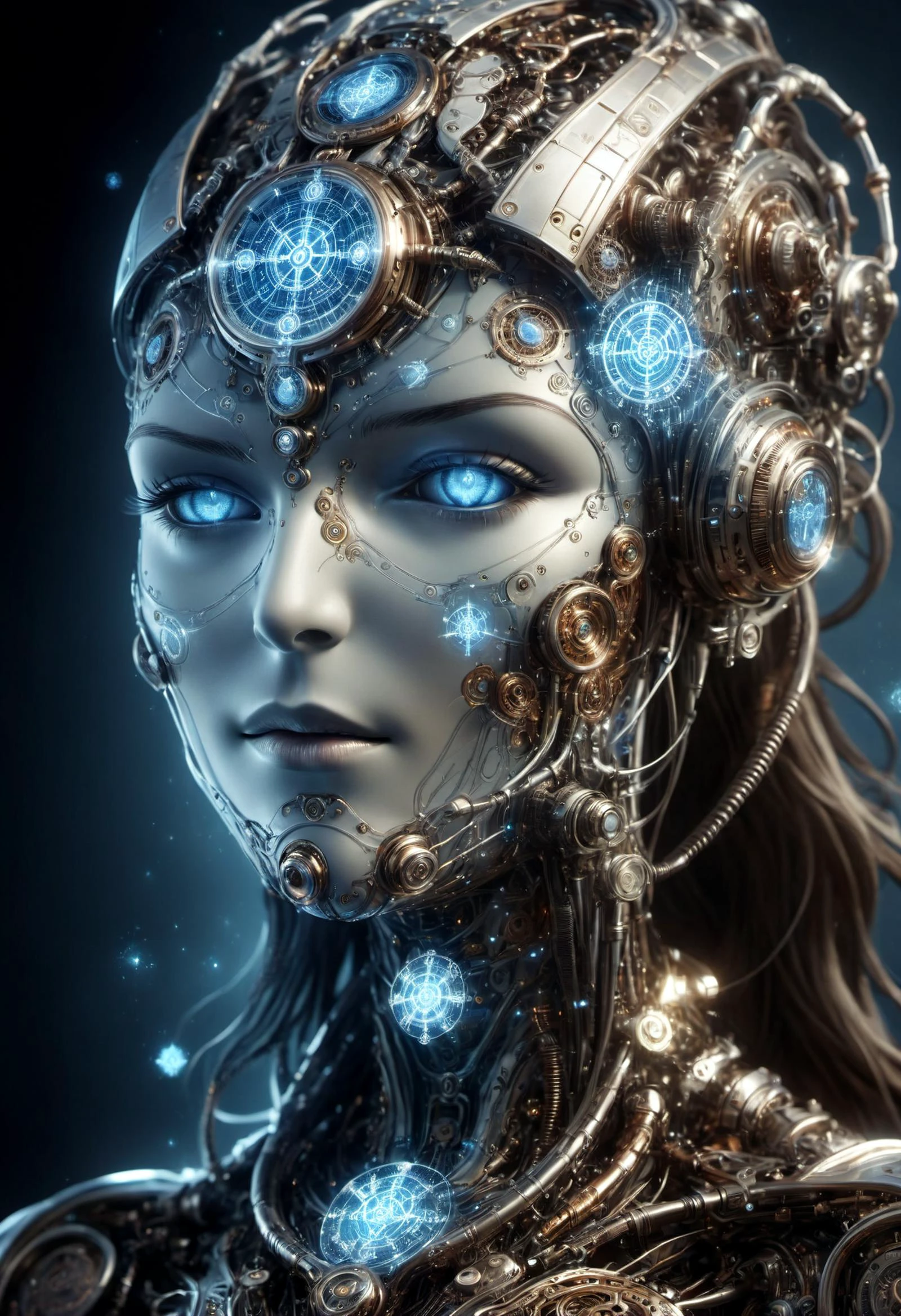 DonMT3chC057ruc7sXL steampunk of cyberspace avatar- digital personas manifested as radiant, virtual being of light , geneticist, scifi, tech, metallic <lora:DonMT3chC057ruc7sXL:0.8>