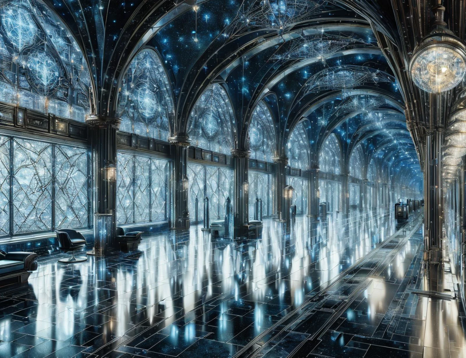 masterpiece, awesome quality, cinematic lighting, detailed, DonMT3chC057ruc7s airports, cob,slate, fireflies, cove lighting , <lora:DonMT3chC057ruc7s:1>