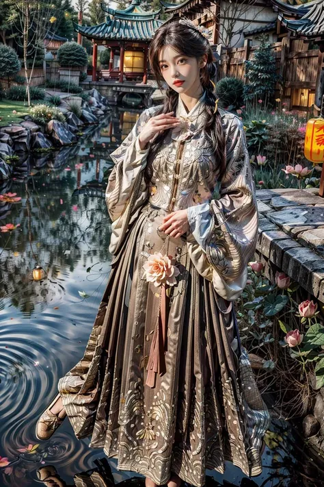 <(best quality, extremery best quality, masterpiece:1.4), (realistic, intricate details:1.4), (photorealistic:1.4), (extremely intricate:1.4), highres, ultra highres, ultra detailed, ultra-detailed, absurdres, incredibly absurdres, extremely detailed, high quality, high resolution, hyperrealistic, ultra-realistic, hyper-detailed, top quality, best, fine detail, massive detail, Highly detailed, extreme detailed, highest detailed, high-res, absolutely resolution, reflection, (refraction:1.4), (hyperrealism:1.4)>, BREAK, (1girl:1.3), solo, looking at viewer, (young cute beautiful 18-year-old girl:1.4), 3d face, (hand of Guido Daniele:1.4), beautiful girl, Beautiful face, pretty, girlface, kpop idol, supermodel, stunning innocent symmetry face, perfect body, medium breast, slim waist, slim legs, (high detailed skin:1.5), glowing eyes, goddess, natural skin texture, shiny skin, White skin, Beautiful detailed face, detailed face, real skin texture, cute delicate face, finely detailed face, golden ratio, golden ratio face, expressive eyes, perfect face, perfect skin, flawless face, clear face, shiny hair, pale skin, Proper body proportion, perfect anatomy, realistic skin texture, luscious lips, glossy lips, natural makeup, beautiful bright pupils, slender figure, intricate eyes, detailed pupils, detailed face and eyes, longeyelashes, blush, good hand, perfect hands, pretty face, beautiful female bodies, finely detailed skin, oily shiny skin, clean facial features, an extremely delicate and beautiful, cute & girly, beautiful detailed eyes, stars in the eyes, detailed simmetric eyes, perfect smooth skin texture, BREAK, (((((standing, (white/blue/red/black/green/pink/yellow chinese shirt),(white/blue/red/black/green/pink/yellow chinese long skirt), (dancing, smile, Pink hair, Pink eye, long hair, Pink eyelashes, Pink lips, Pink lip colour, Eyes glowing Pink, flat bangs, happy expression), (lotus, hair ornament, water, dancing with butterfly, chinese traditional architecture, in the garden, floral background, brilliant colors, long_hair, nail_polish, jewelry, ancient art, chinese style), (night, Night time, moon light, sky, landscape, aurora borealis, stars, outdoors, Chinese, Pink fireworks, Sakura tree background:1.4), (lake background, mountains, full moon background, night lake shore, river, forest, chinese style countryard, lanterns, pond, cobblestone pathway, building pavilion, chinese buildings, moutains, misty lake, ancient chinese background, puddle, after the rain, petals falling, wet grass and trees, flower sea, in a meadow, waterfall, breeze, flying splashes, flying petals, leaves, bloom, bloom effect, surrounded by heavy floating petal flow, petal, Pink butterfly, flower, detailed beautiful grassland with petal, flowers, plants, Pink rose, many Pink roses, leaves falling from the tree, dust is drifting, ethereal, scenery, nature, mysterious background:1.4), (iridescent colors, Iridescence, blush, mysterious, fantasy background, fantasy, open mouth:1.2), (fog, wind:1.2), (Luminescent Particles:1.3), (fullbody:1.2), (eye focus, face focus, character focus, close-up face:1.2), (dutch angle, cowboy shot:1.3), colorful refraction)))), BREAK, <watercolor, available light, detailed light, volumetric fog, beautiful lighting, Rembrandt lighting, Cinematic, pixel art, game art, key visual, surreal, PBR Texturing, Anisotropic Filtering, Maximum Clarity And Sharpness, Albedo And Specular Maps, Multi-Layered Textures, Surface Shading, Sub-Pixel Convolution, Sub-Pixel Convolution, Accurate Simulation Of Light-Material Interaction, blurry foreground, broad light, volumetric light effect, matte painting, perfectly defined features, volumetric lighting, Tone Mapping, Lumen Reflections, Global illumination, Ray Tracing, Screen Space Global Illumination, Accent Lighting, 32k, Natural Lighting, volumetric, cinematic masterpiece, Rule of thirds, high dynamic range, Multi-exposure HDR capture, cinematic render, game cg cinematic, atmospheric perspective, scene, epic dynamic frame, motion blur, ((cinematic look, Film look)), rim light, 4k textures, adobe lightroom, photolab, insane details, hyperdetailed, exposure blend, professional color grading, professional color correction, aerial perspective, particles and dust in beams of light, cinematic scene, dynamic lighting, sharp details, lomography, soft focus, light leaks, bold hues, atmospheric depth, (explosive light and shadow:1.2), aesthetics, intricate designs, ultra realistic digital art, (zentangle, mandala, tangle, entangle), (fractal art), elegant, vivid colours, floating particles, particles, dramatic, epic, (ink drawing, oil painting detailed), (dramatic lighting:1.2), RAW, huge filesize, extremery detailed CG, Photo, 8k uhd, cinematic atmosphere, trending on artstation, award-winning glamour photograph, highly detailed photo, official art, beautiful and aesthetic, unity 8k wallpaper, beautiful, highly detailed CG illustration, best illustration, intricate, Amazing, emotional, analog, painting, digital painting, concept art, Oil Painting, illustration, Classical art, Renaissance, Romanticism, Neoclassicism, Color Palette, depth and contrast, Vibrant colors, saturated, rich saturation, color harmony, vivid palette, concept-art, design style, detail character, concept render, colorful, analog photography, dreamy atmosphere, specular highlights, atmospheric lighting, (dynamic angle, dynamic pose :1.3), (shiny, clothes reflecting light, lens flare, bloom effect, light particle, lens glare:1.3), realistic lighting, cinematic light, (cinematic lighting), light in the face, soft lighting, saturated colors, detailed background, sharp focus, 8k high definition, perspective, Master Composition, roughness, post-processing, soft shadows, realistic shadows, ambient occlusion, ray-tracing, subsurface scattering, photon mapping, physically-based rendering, octane rendering, unreal engine 5, ue5 rendering, Adobe After FX, dslr, RTX, Best character details, radiosity, sharp, antialiased, RAW photo, HDR, 8k, 4k, (((Photographed by Roger Deakins, using a RED Monstro 8K VV camera and a series of high-end lenses))), ((Hasselblad photography)), (film grain:1.4), Kodak portra 400, ((Fujifilm X-T5)), professional photograph, depth of field, caustics, Broad lighting, diffuse lighting, rim lighting, two tone lighting, textile details, visible pores, high resolution scan, professionally color graded, photographic reality, automatic white balance, best lighting, detailed shadow, high contrast, strong light and shadow>, (PureErosFace_V1:0.5), (ulzzang-6500:1), <lora:epiNoiseoffset_v3:2>, <lora:add_detail:2>, <lora:hipoly_3dcg_v7-epoch-000012:0.6>, <lora:zhongfenghuaxiyou-000018:0.2>, zhongfenghua, <lora:hanfu_ming:0.8>, kbxll
