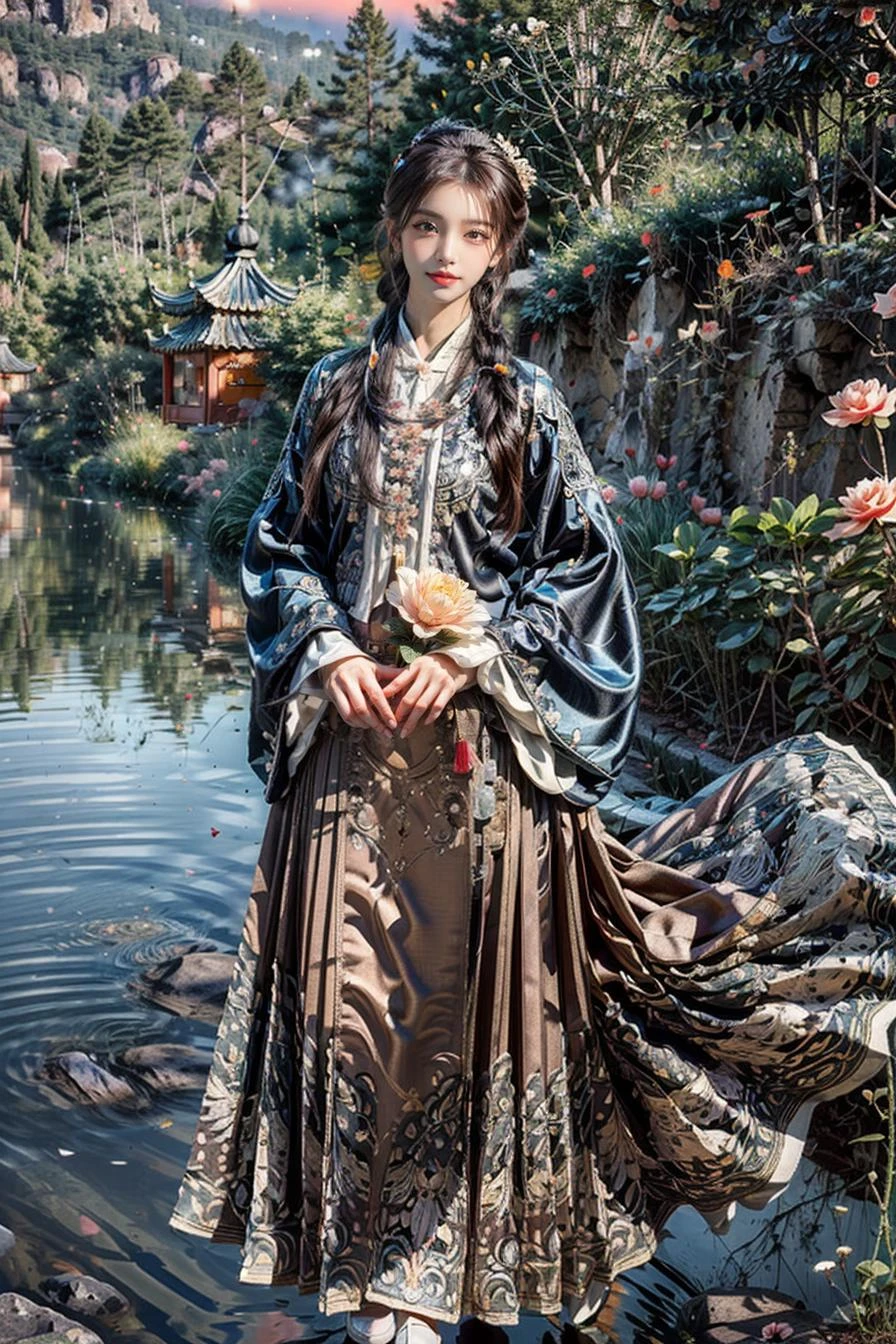 <(best quality, extremery best quality, masterpiece:1.4), (realistic, intricate details:1.4), (photorealistic:1.4), (extremely intricate:1.4), highres, ultra highres, ultra detailed, ultra-detailed, absurdres, incredibly absurdres, extremely detailed, high quality, high resolution, hyperrealistic, ultra-realistic, hyper-detailed, top quality, best, fine detail, massive detail, Highly detailed, extreme detailed, highest detailed, high-res, absolutely resolution, reflection, (refraction:1.4), (hyperrealism:1.4)>, BREAK, (1girl:1.3), solo, looking at viewer, (young cute beautiful 18-year-old girl:1.4), 3d face, (hand of Guido Daniele:1.4), beautiful girl, Beautiful face, pretty, girlface, kpop idol, supermodel, stunning innocent symmetry face, perfect body, medium breast, slim waist, slim legs, (high detailed skin:1.5), glowing eyes, goddess, natural skin texture, shiny skin, White skin, Beautiful detailed face, detailed face, real skin texture, cute delicate face, finely detailed face, golden ratio, golden ratio face, expressive eyes, perfect face, perfect skin, flawless face, clear face, shiny hair, pale skin, Proper body proportion, perfect anatomy, realistic skin texture, luscious lips, glossy lips, natural makeup, beautiful bright pupils, slender figure, intricate eyes, detailed pupils, detailed face and eyes, longeyelashes, blush, good hand, perfect hands, pretty face, beautiful female bodies, finely detailed skin, oily shiny skin, clean facial features, an extremely delicate and beautiful, cute & girly, beautiful detailed eyes, stars in the eyes, detailed simmetric eyes, perfect smooth skin texture, BREAK, (((((standing, (white/blue/red/black/green/pink/yellow chinese shirt),(white/blue/red/black/green/pink/yellow chinese long skirt), (dancing, smile, Pink hair, Pink eye, long hair, Pink eyelashes, Pink lips, Pink lip colour, Eyes glowing Pink, flat bangs, happy expression), (lotus, hair ornament, water, dancing with butterfly, chinese traditional architecture, in the garden, floral background, brilliant colors, long_hair, nail_polish, jewelry, ancient art, chinese style), (night, Night time, moon light, sky, landscape, aurora borealis, stars, outdoors, Chinese, Pink fireworks, Sakura tree background:1.4), (lake background, mountains, full moon background, night lake shore, river, forest, chinese style countryard, lanterns, pond, cobblestone pathway, building pavilion, chinese buildings, moutains, misty lake, ancient chinese background, puddle, after the rain, petals falling, wet grass and trees, flower sea, in a meadow, waterfall, breeze, flying splashes, flying petals, leaves, bloom, bloom effect, surrounded by heavy floating petal flow, petal, Pink butterfly, flower, detailed beautiful grassland with petal, flowers, plants, Pink rose, many Pink roses, leaves falling from the tree, dust is drifting, ethereal, scenery, nature, mysterious background:1.4), (iridescent colors, Iridescence, blush, mysterious, fantasy background, fantasy, open mouth:1.2), (fog, wind:1.2), (Luminescent Particles:1.3), (fullbody:1.2), (eye focus, face focus, character focus, close-up face:1.2), (dutch angle, cowboy shot:1.3), colorful refraction)))), BREAK, <watercolor, available light, detailed light, volumetric fog, beautiful lighting, Rembrandt lighting, Cinematic, pixel art, game art, key visual, surreal, PBR Texturing, Anisotropic Filtering, Maximum Clarity And Sharpness, Albedo And Specular Maps, Multi-Layered Textures, Surface Shading, Sub-Pixel Convolution, Sub-Pixel Convolution, Accurate Simulation Of Light-Material Interaction, blurry foreground, broad light, volumetric light effect, matte painting, perfectly defined features, volumetric lighting, Tone Mapping, Lumen Reflections, Global illumination, Ray Tracing, Screen Space Global Illumination, Accent Lighting, 32k, Natural Lighting, volumetric, cinematic masterpiece, Rule of thirds, high dynamic range, Multi-exposure HDR capture, cinematic render, game cg cinematic, atmospheric perspective, movie scene, epic dynamic frame, motion blur, ((cinematic look, Film look)), rim light, 4k textures, adobe lightroom, photolab, insane details, hyperdetailed, exposure blend, professional color grading, professional color correction, aerial perspective, particles and dust in beams of light, cinematic scene, dynamic lighting, sharp details, lomography, soft focus, light leaks, bold hues, atmospheric depth, (explosive light and shadow:1.2), aesthetics, intricate designs, ultra realistic digital art, (zentangle, mandala, tangle, entangle), (fractal art), elegant, vivid colours, floating particles, particles, dramatic, epic, (ink drawing, oil painting detailed), (dramatic lighting:1.2), RAW, huge filesize, extremery detailed CG, Photo, 8k uhd, cinematic atmosphere, trending on artstation, award-winning glamour photograph, highly detailed photo, official art, beautiful and aesthetic, unity 8k wallpaper, beautiful, highly detailed CG illustration, best illustration, intricate, Amazing, emotional, analog, painting, digital painting, concept art, Oil Painting, illustration, Classical art, Renaissance, Romanticism, Neoclassicism, Color Palette, depth and contrast, Vibrant colors, saturated, rich saturation, color harmony, vivid palette, concept-art, design style, detail character, concept render, colorful, analog photography, dreamy atmosphere, specular highlights, atmospheric lighting, (dynamic angle, dynamic pose :1.3), (shiny, clothes reflecting light, lens flare, bloom effect, light particle, lens glare:1.3), realistic lighting, cinematic light, (cinematic lighting), light in the face, soft lighting, saturated colors, detailed background, sharp focus, 8k high definition, perspective, Master Composition, roughness, post-processing, soft shadows, realistic shadows, ambient occlusion, ray-tracing, subsurface scattering, photon mapping, physically-based rendering, octane rendering, unreal engine 5, ue5 rendering, Adobe After FX, dslr, RTX, Best character details, radiosity, sharp, antialiased, RAW photo, HDR, 8k, 4k, (((Photographed by Roger Deakins, using a RED Monstro 8K VV camera and a series of high-end lenses))), ((Hasselblad photography)), (film grain:1.4), Kodak portra 400, ((Fujifilm X-T5)), professional photograph, depth of field, caustics, Broad lighting, diffuse lighting, rim lighting, two tone lighting, textile details, visible pores, high resolution scan, professionally color graded, photographic reality, automatic white balance, best lighting, detailed shadow, high contrast, strong light and shadow>, (PureErosFace_V1:0.5), (ulzzang-6500:1), <lora:epiNoiseoffset_v3:2>, <lora:add_detail:2>, <lora:hipoly_3dcg_v7-epoch-000012:0.6>, <lora:zhongfenghuaxiyou-000018:0.2>, zhongfenghua, <lora:hanfu_ming:0.8>, kbxll