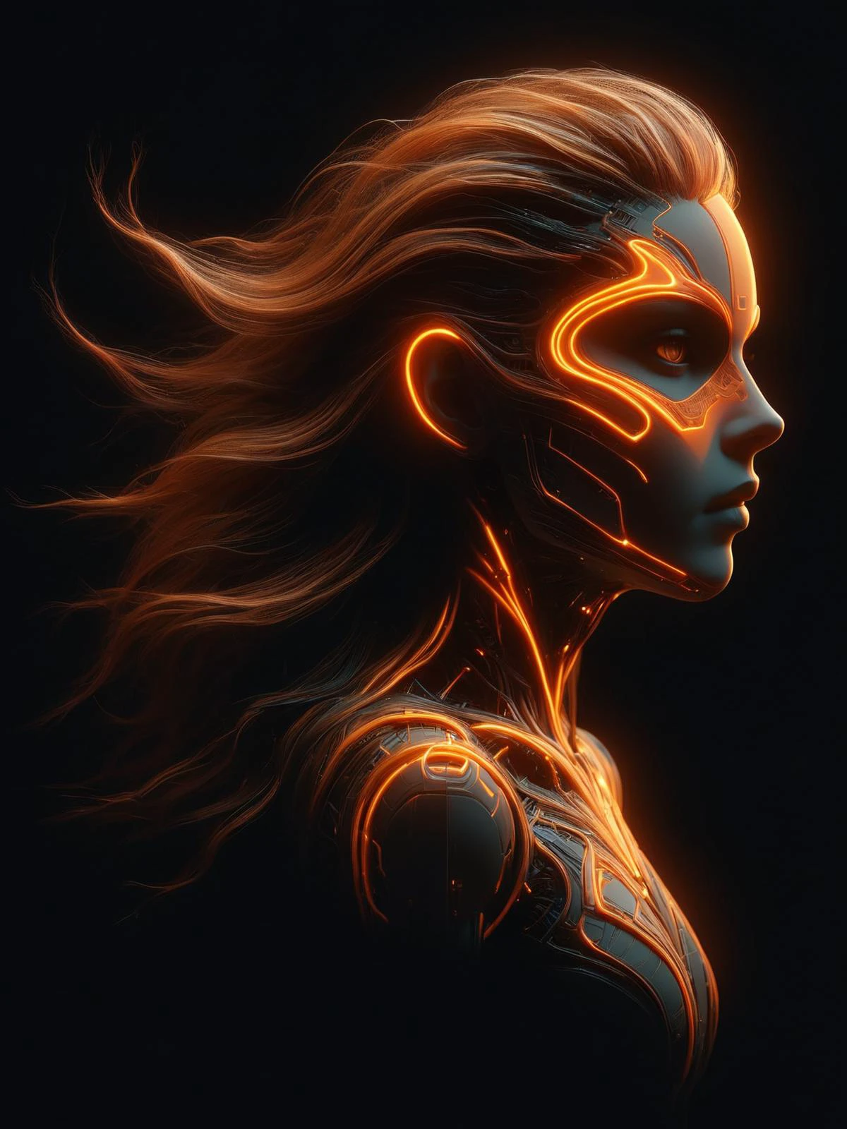 woman floating in the darkness, neon_orange and neon_orange outline, floating hair, very long hair, mad-cyberspace, cyberpunk, scifi, 1980s, retro dynamic pose<lora:- SDXL - vant_blk_contrast_V2.0:1> <lora:Neon_Cyberpunk_SDXL_-_Cyberspace:0.7> <lora:DonMW15pXL:0.7> DonMW15pXL, the head of a, masterpiece, best quality, ultra high res, (photorealistic, realistic:1.2), deep shadow, raw photo, film grain, Fujifilm XT3, 8k uhd, dslr