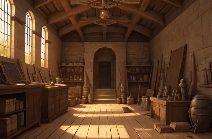 style-hamunaptra_sd2 zrpgstyle, interior of ancient workshop, clockwork constructs, sealed for thousands of years, high quality ,detailed, intricate, (cinematic lighting) (sharp focus)