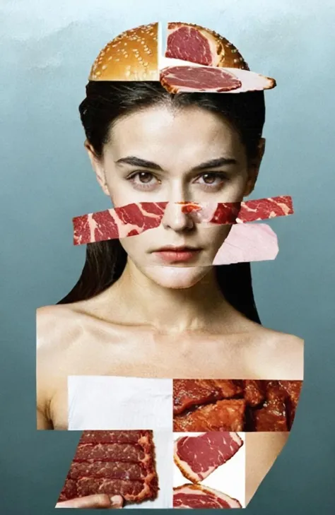 split composition, 1girl, meat, <lora:åå²æå¾:0.65>