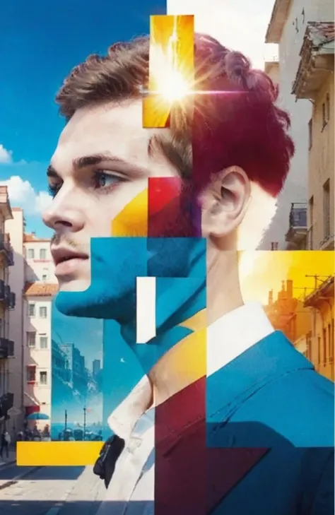 split composition, 1boy, card, city background, <lora:å岿å¾:0.65>