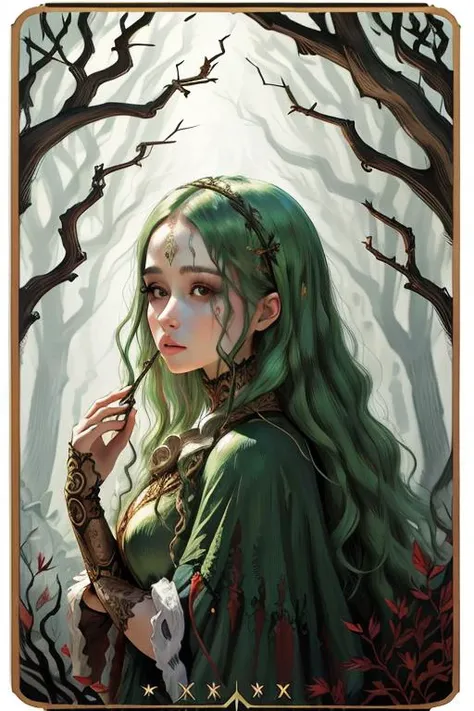 woman in a mythical forest, masterpiece, perfect face, intricate details, horror theme <lora:Ve_Xillum:0.5> ve_xillum