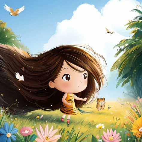 lucy fleming, <lora:lucyfleming11-02:1> long hair,
wind, bird, flowers, giantic animal, tiger, trees,
illustration, 2d, anime,
cute , chibi, 1girl is playing with animals, owls,