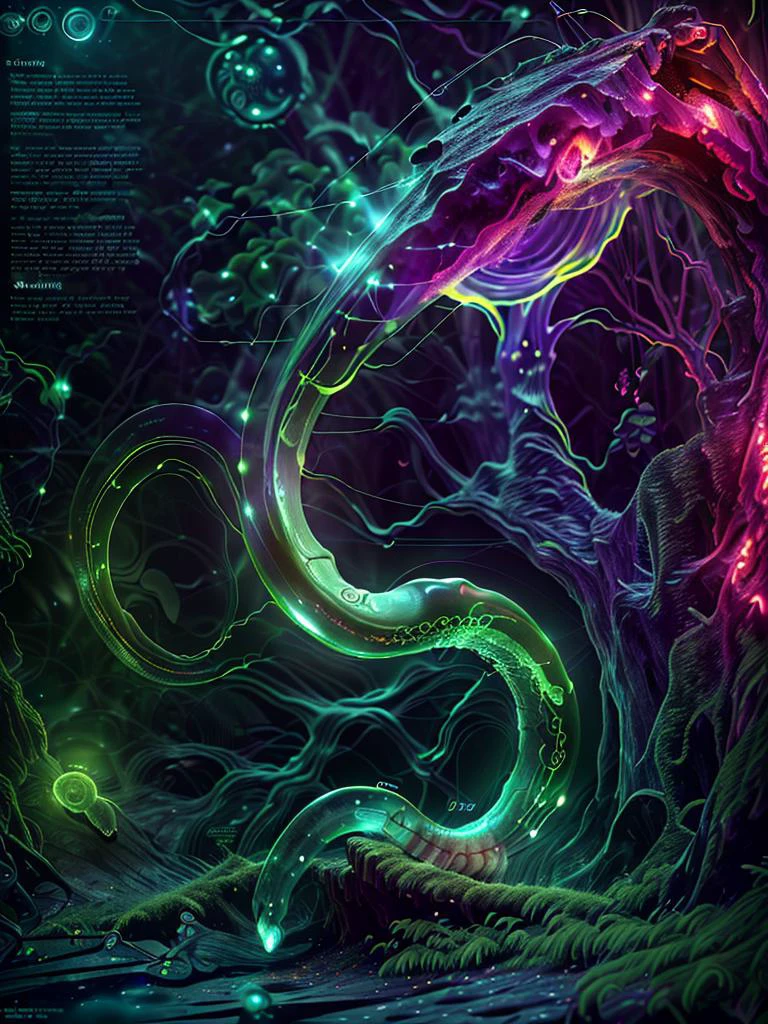 (disney:1.0)(pixar:1.4)(cartoon:0.8)(3D:1.1)(Pui)(nsfw:1.3), (UHD:1.1),
(Glowing (transparent:1.1) (tentacle monster:1.3) (with thick suckers)), (at night), forest, on a mossed fallen tree, lush vegetation, iluminating surrounding, (partly bioluminescent:1.13),
(biomechanical),(sci-fi),
<lora:J_diagram:1.2>(bioluminescent:1.1), j_diagram, and, textfield,
(hyperdetailed:1.2)
subsurface scattering, (Photorealistic:1.2), Hyperrealistic, analog style, realistic, film photography, (background visible:1.2),
(Style: highres photo, cinematic Lighting, trending on artstation, ((high quality:1.2, masterpiece:1.2)), (8k resolution), high details, incredibly absurdres, )