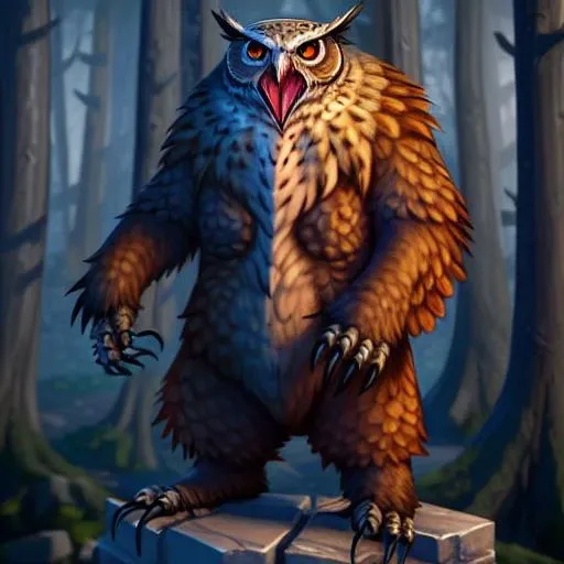 Portrait of a Necromancer Owlbear standing atop a pile of bones, Volumetric lighting, concept art, brush stroke style, artstation, trending, highly detailed.