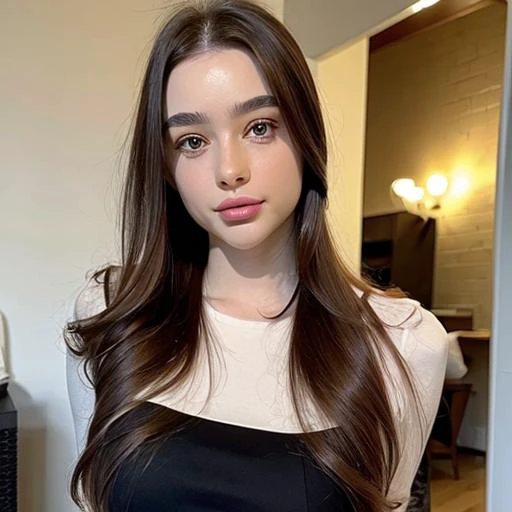 <lora:Dasha:1> 1girl, long_hair, solo, looking_at_viewer, lips, realistic, brown_eyes, upper body
