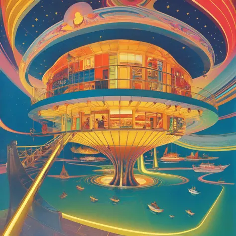 1970s \(style\), detailed, illuminated, (enticing:1.2), (cute:1.4), (irresistible:1.4), (fascinating:1.5), (colorful:1.3), (surreal:1.1),(sophisticated),navy,orange