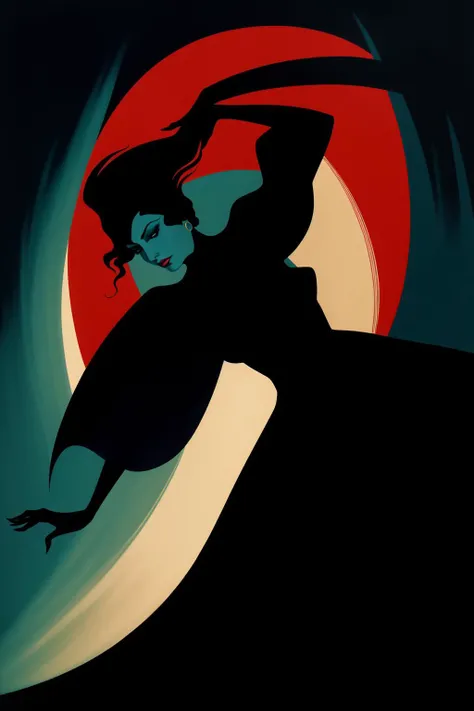 1 woman beautiful black witch Eyvind Earle shadow, dramatic lighting (best quality, masterpiece)