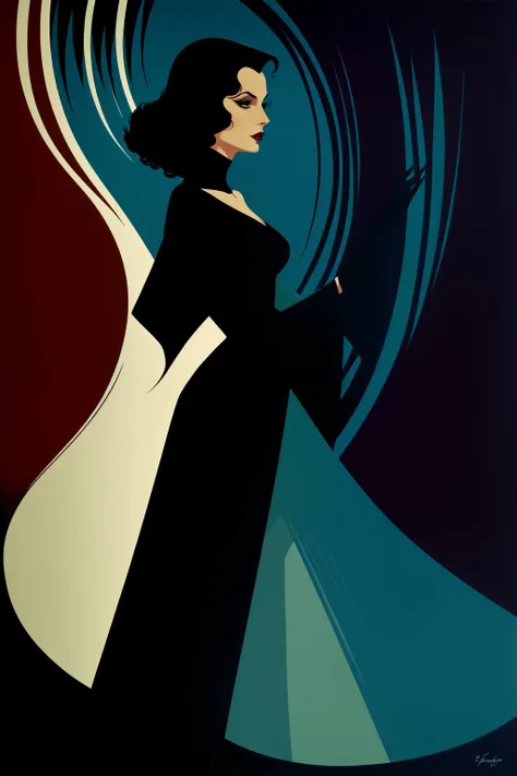 1 woman beautiful black witch Eyvind Earle shadow, dramatic lighting (best quality, masterpiece)