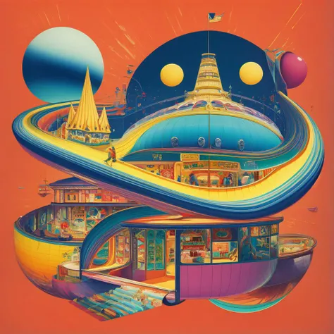 1970s \(style\), detailed, illuminated, (enticing:1.2), (cute:1.4), (irresistible:1.4), (fascinating:1.5), (colorful:1.3), (surreal:1.1),(sophisticated),navy,orange