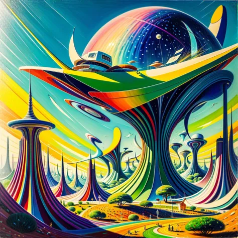 1970s \(style\), painting \(medium\), (detailed:1.2), (colorful:1.2), (fascinating:1.4), (irresistible:1.4), (futurism), (impressionist:1.1), (surreal:1.1), cute, green, black