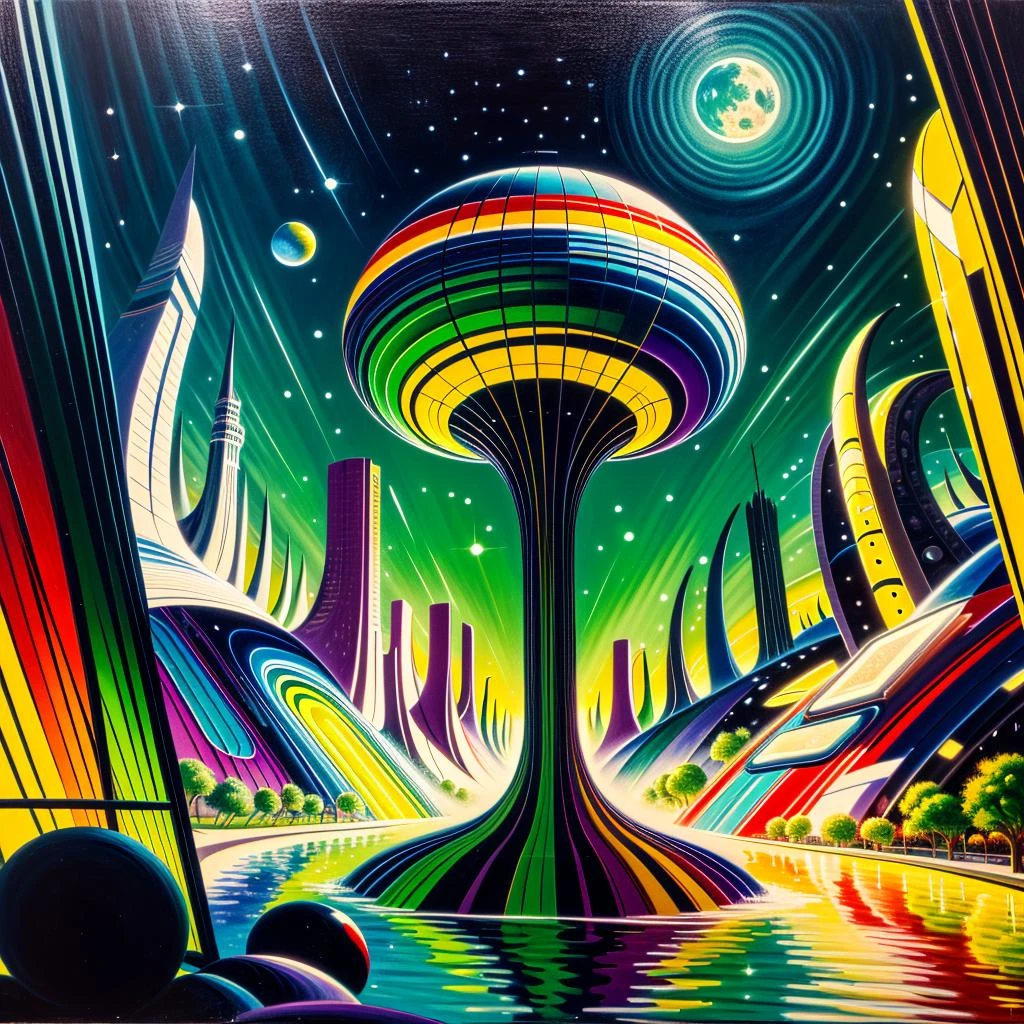 1980s \(style\), painting \(medium\), (detailed:1.2), (colorful:1.2), illuminated, (fascinating:1.2),(futurism), (impressionist:1.1), (surreal:1.1), (attractive:1.2), (adorable:1.2), green