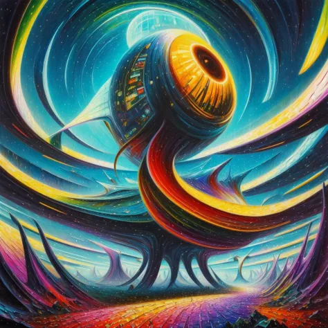 A painting of a strange looking object with a spiral design - SeaArt AI