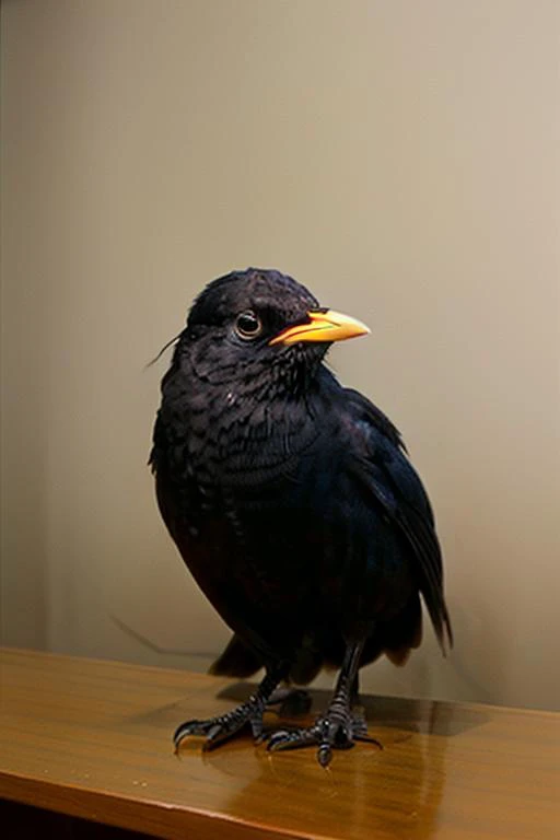eurasian blackbird, drink coffee, <lora:eurasian blackbird-000010:0.5>