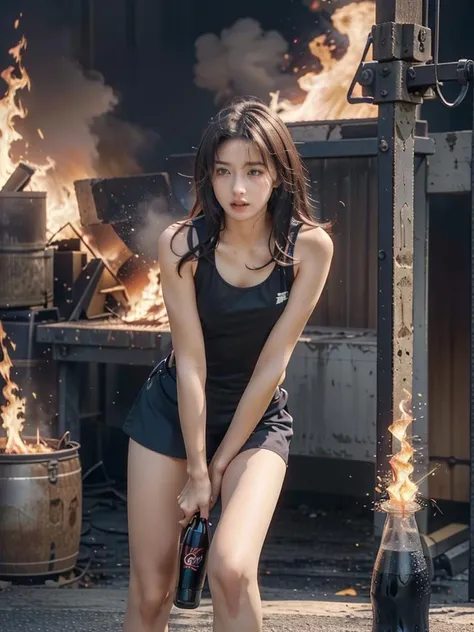 <lora:that is me:0.5>, 1girl, (scared, running Lady Knight,Burger and Coke in hand,):1.6, beautiful face,long hair,cinemagraph, close-up, crying, fire exploded behind the female knight,
from below,masterpiece,best quality,official art,extremely detailed CG unity 8k wallpaper, sharpening, <lora:run:0.5>run,running,